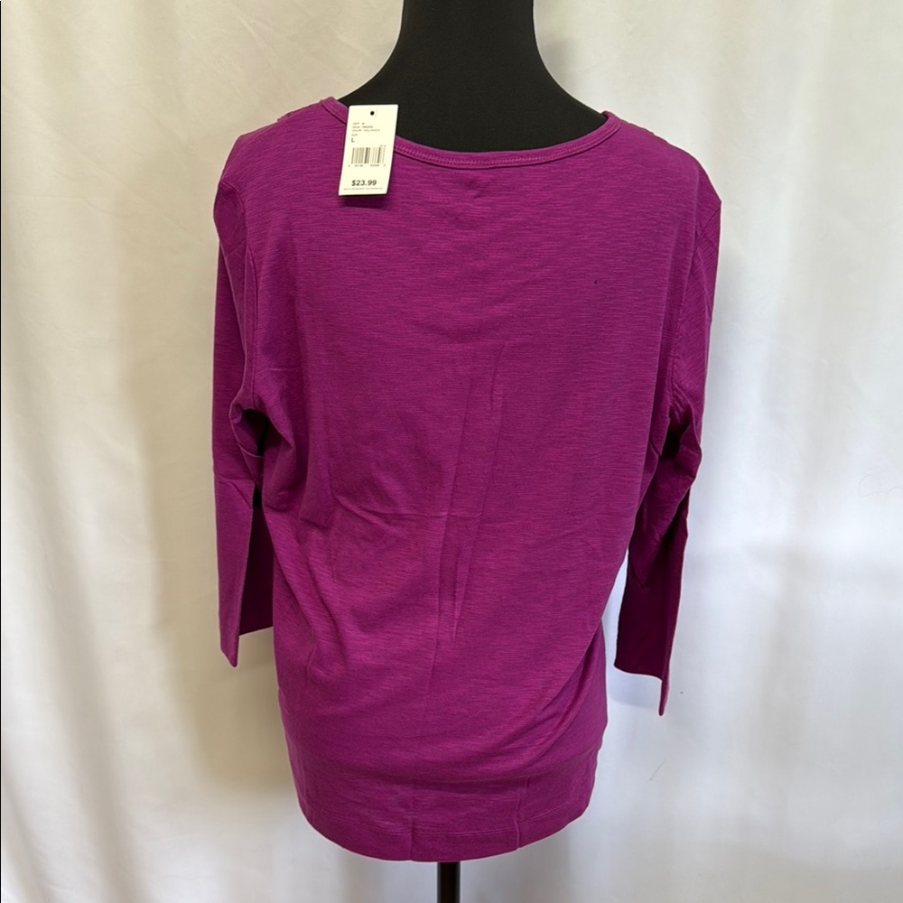 Northcrest Purple Relaxed V-Neck Tunic. Vibrant Comfy - Picture 3 of 5